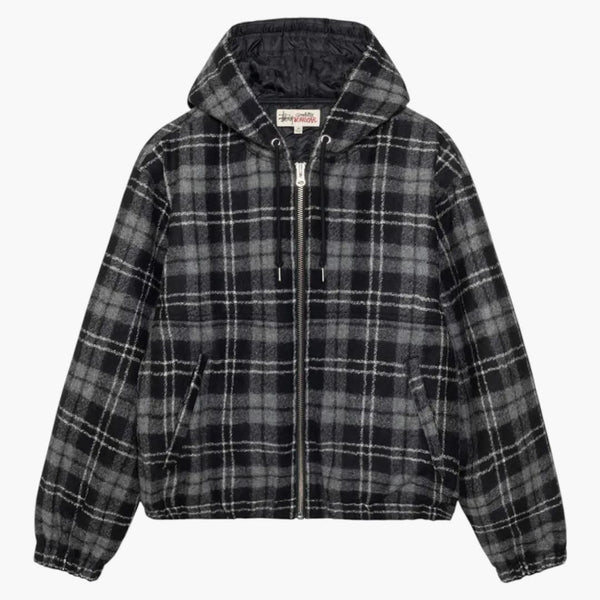 Stussy Wool Plaid Work Jacket Charcoal