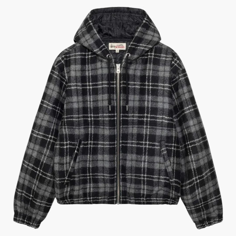 Stussy Wool Plaid Work Jacket Charcoal
