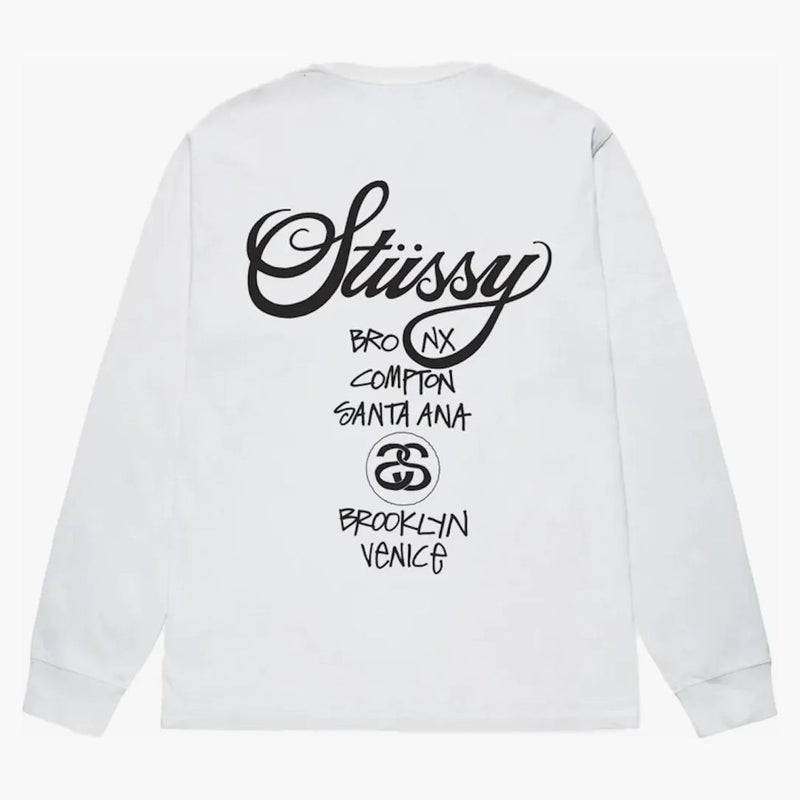Stussy World Tour L/S Tee White