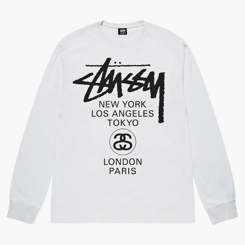 Stussy World Tour L/S Tee White