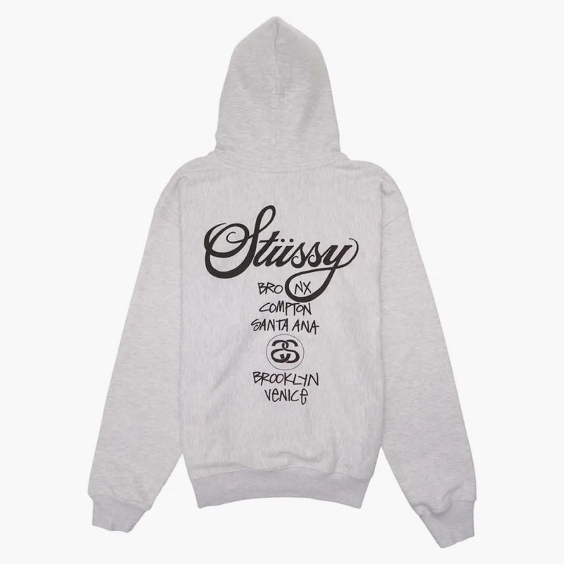 Stussy World Tour Zip Hoodie Ash Heather (FW22)