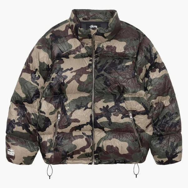 Stussy Wrinkled Nylon Down buffer Jacket Woodland Camo