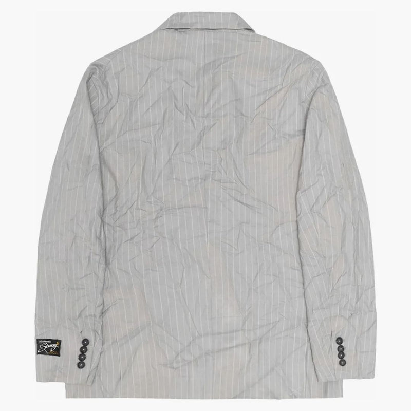 Stussy Wrinkled Stripe Double-breasted Blazer Grey