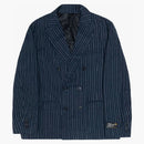 Stussy Wrinkled Stripe Double-Breasted Blazer Navy