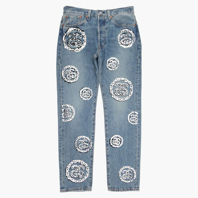 Stussy X denim tårar 501 jean indigo