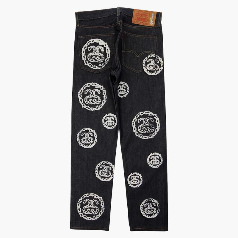 Stussy X denim tårar 501 Jean Raw Denim