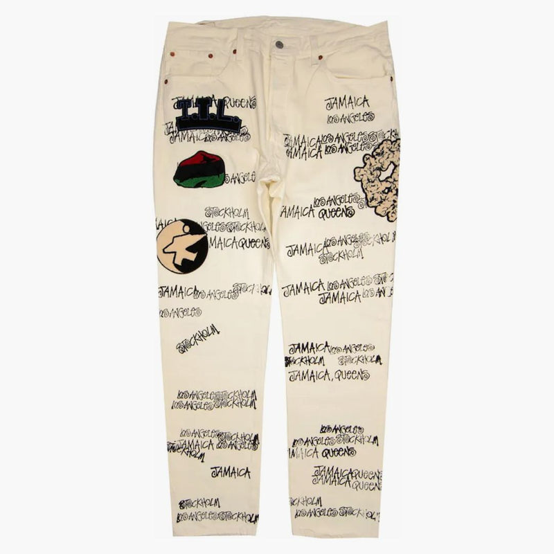 Stussy X denim tårar x vår arv ttl 501 jean vit