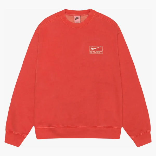 Stussy x Nike Pigment Dinted Fleece Crew Habanero Red