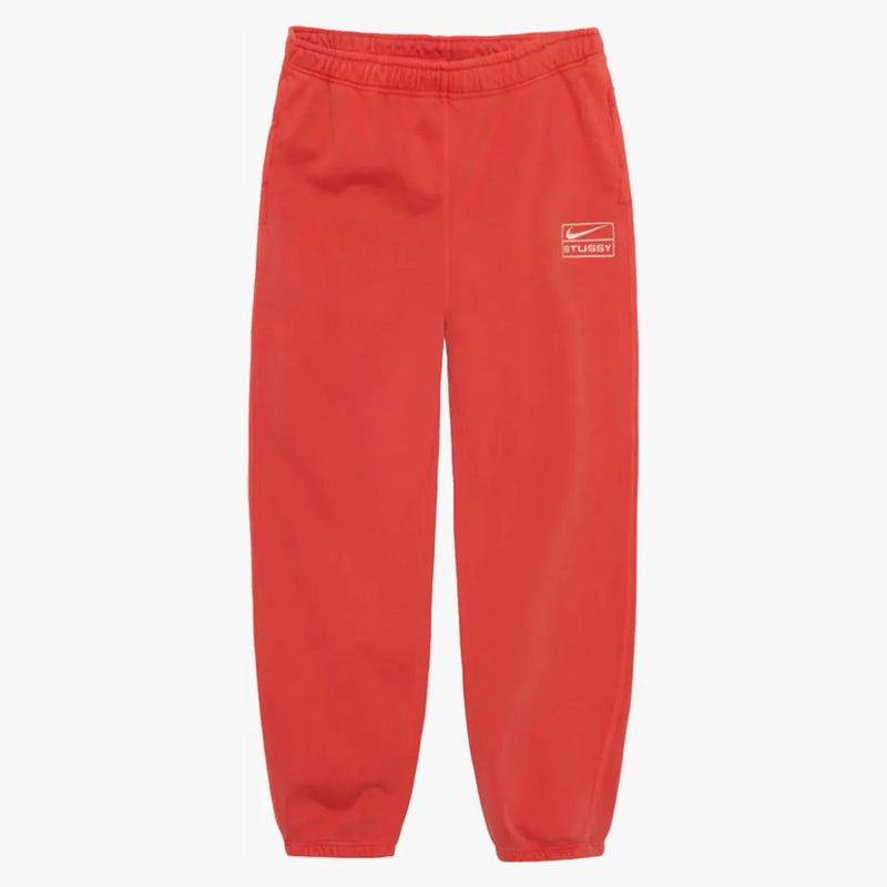 Stussy x Nike Pigment obarvená fleecní tepláky (Asie velikosti) Habanero červená
