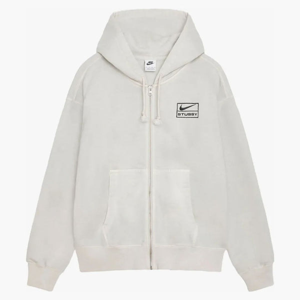 Stussy x Nike Pigment Dyeced Fleece Zip Hoodie (Asia Dimensionario) Osso leggero