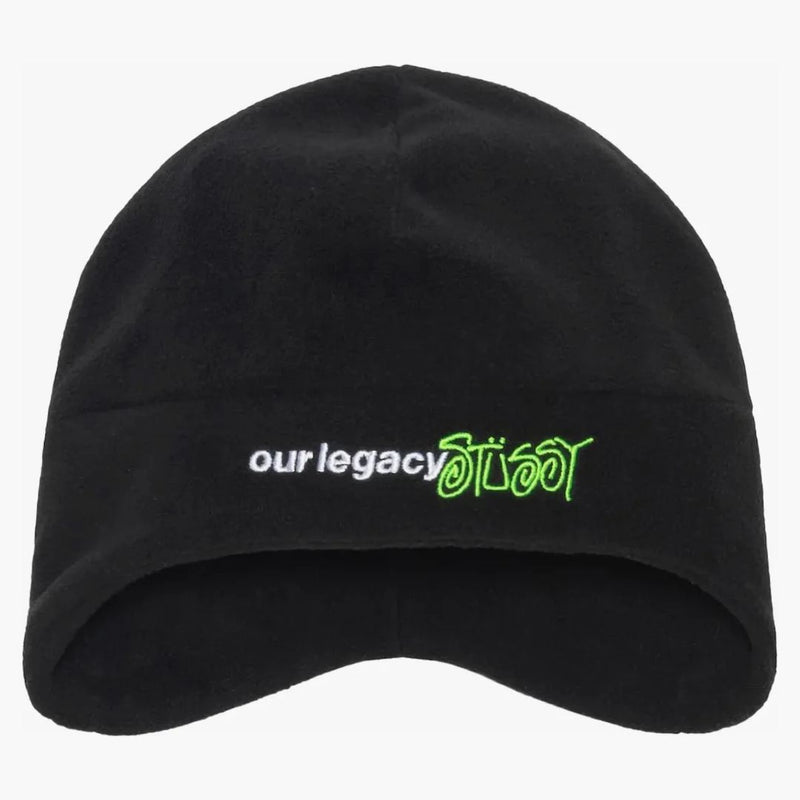 Stussy X Our Legacy Workshop Polar Fleece Beanie Black