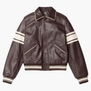 Stussy X Wales Bonner Leather Varsity Jacket Brown
