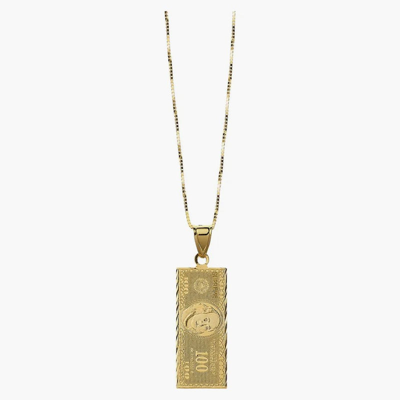 Supreme 100 Dollar Bill Gold Pendant Gold