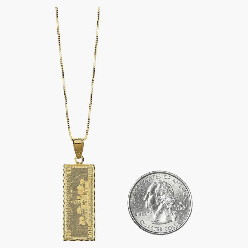 Supreme 100 Dollar Bill Gold Pendant Gold