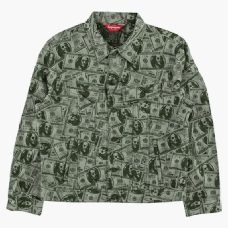 Supreme 100 Dollar Bill Trucker Jacket Green