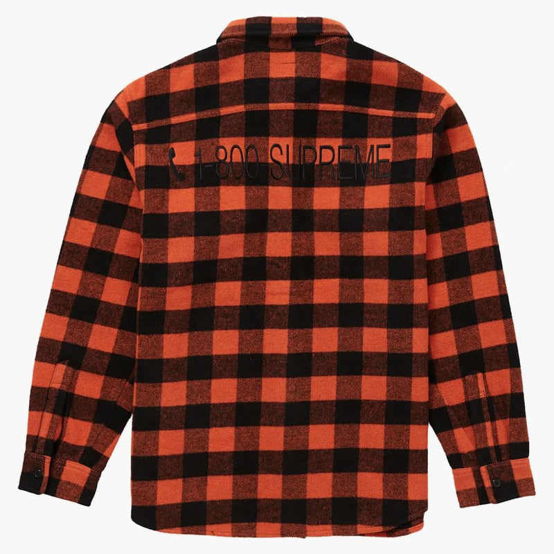 Supreme 1-800 Buffalo Plaid Shirt Orange