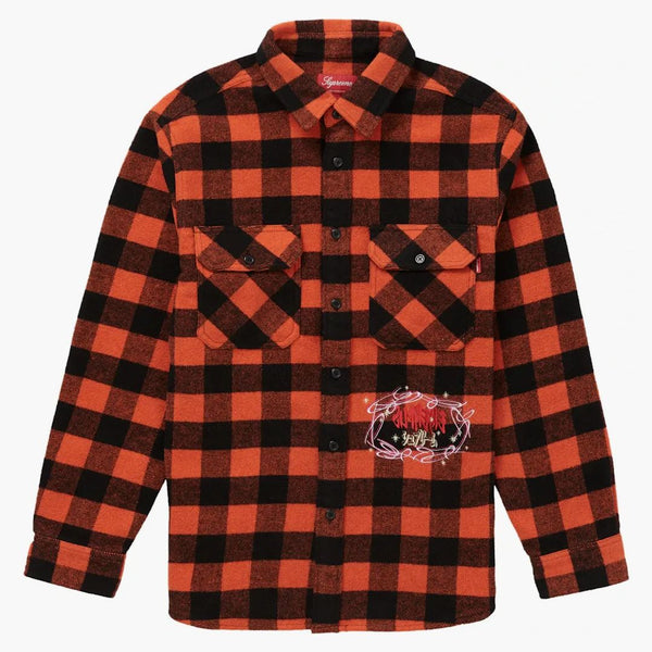 Supreme 1-800 Buffalo Plaid Shirt Orange