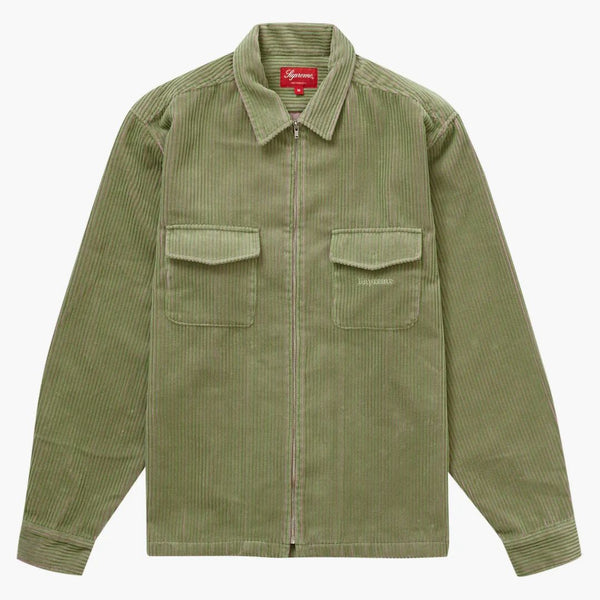 Supreme 2-tone Corduroy Zip Up Shirt Green