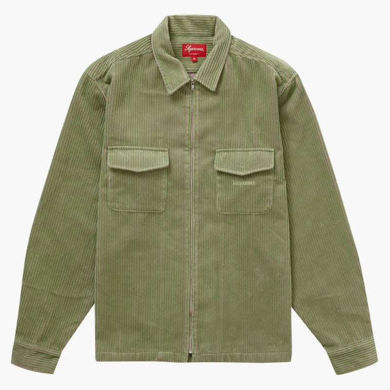 Supreme 2-tone Corduroy Zip Up Shirt Green