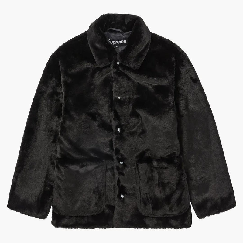 Supreme 2-tone Faux Fur Shop Coat Black
