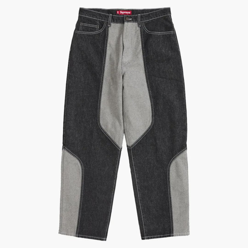 Supreme 2 Tone Paneled Baggy Jean Black