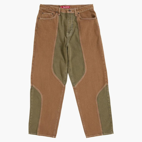 Supreme 2 Tone Paneled Baggy Jean Brown