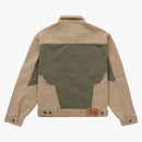 Giacca di jeans a pannelli a 2 toni suprema marrone