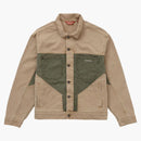 Giacca di jeans a pannelli a 2 toni suprema marrone