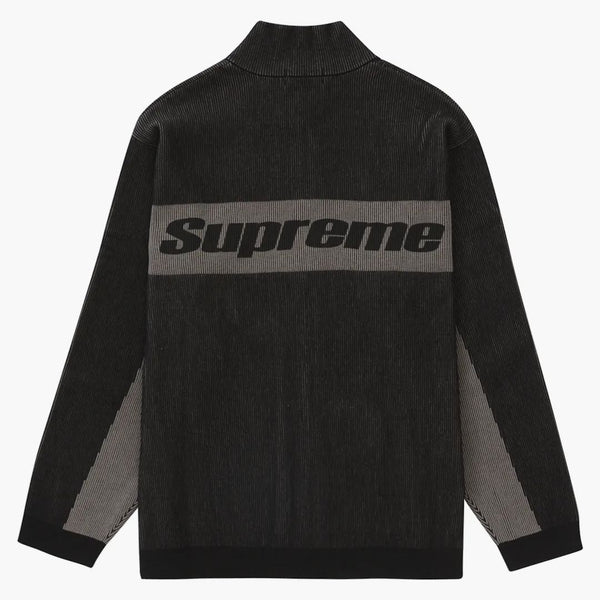 Supreme 2-tone Ribbed Zip Up Sweater Black