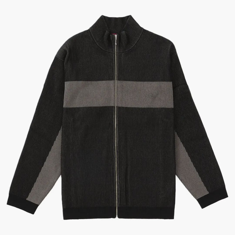 Supreme 2-tone Ribbed Zip Up Sweater Black