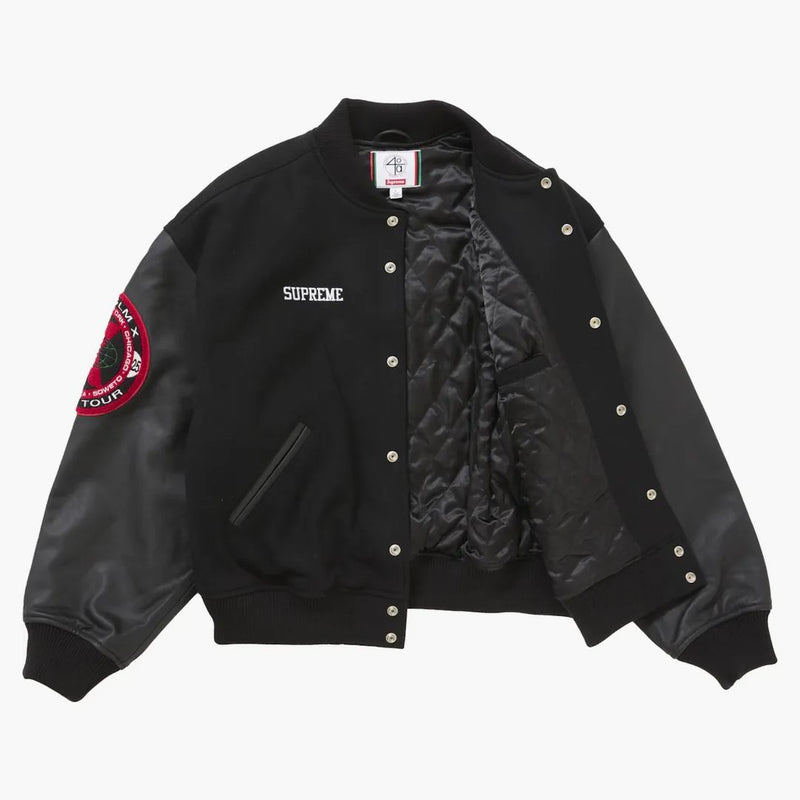 Supreme 40 Acres Malcolm X Varsity Jacket Black