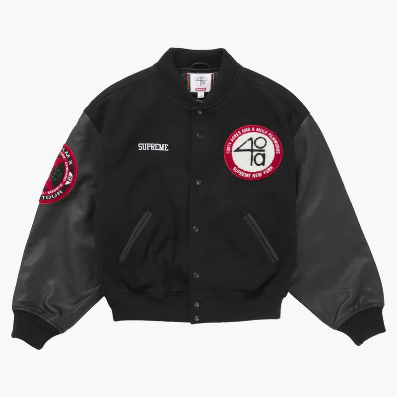 Supreme 40 Acres Malcolm X Varsity Jacket Black