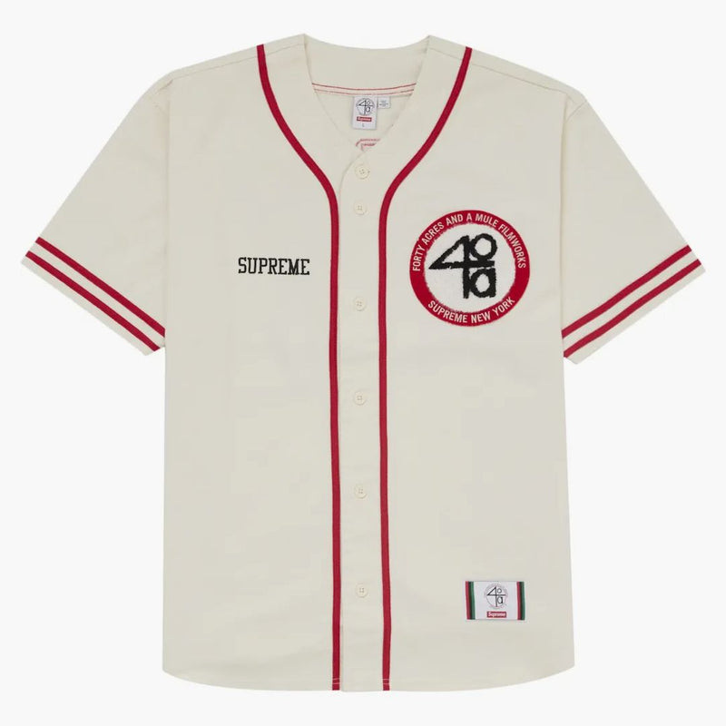 Supreme 40 Acres Tew Baseball Jersey White