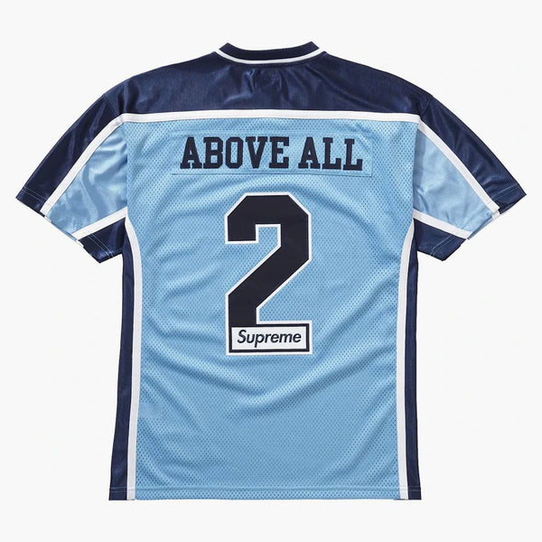 Supreme above all football jersey light blue
