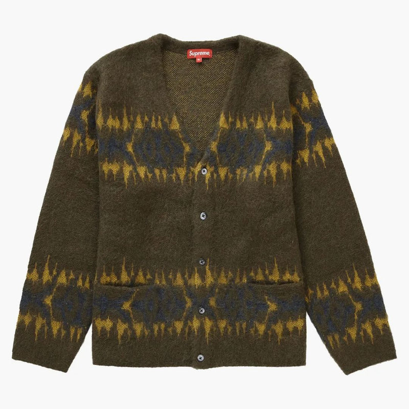 Supreme Abstract Stripe Cardigan Olive