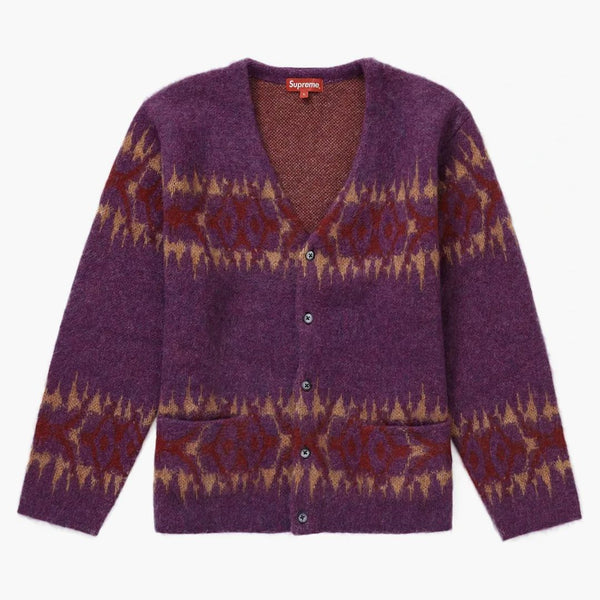 Supreme abstract stripe cardigan plum