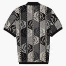 Supreme abstract textured zip up polo black