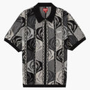 Supreme abstract textured zip up polo black