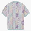 Supreme abstract textured zip up polo pale blue