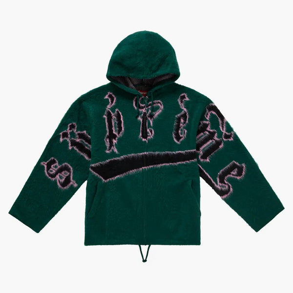 Supreme Accent Brushed Zip Up Hooded tröja grön