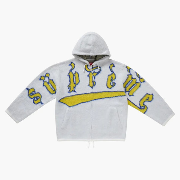 Supreme Accent Brushed Zip Up Hooded Sweater White