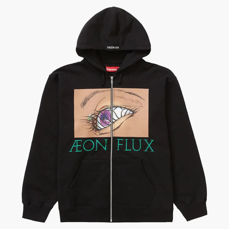 Supreme aeon flux zip up hooded sweatshirt black