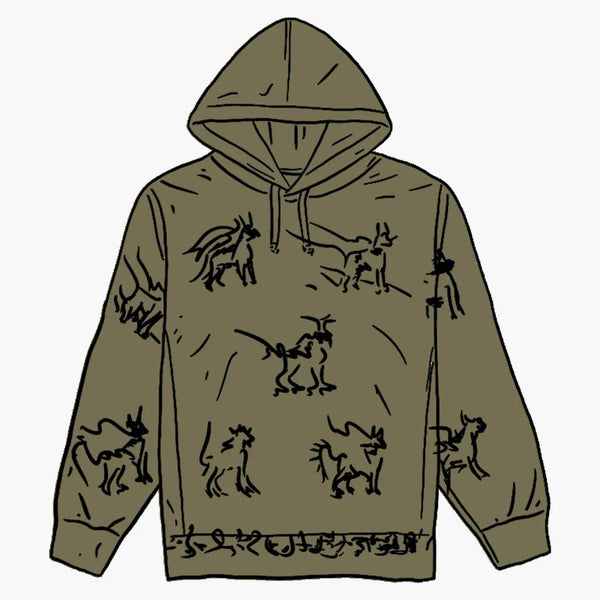 Supreme Animals Hooded Sweatshirt Light Olive