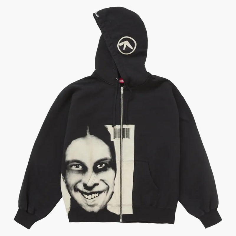 Supreme Aphex Twin Zip Up Hooded Sweatshirt svart