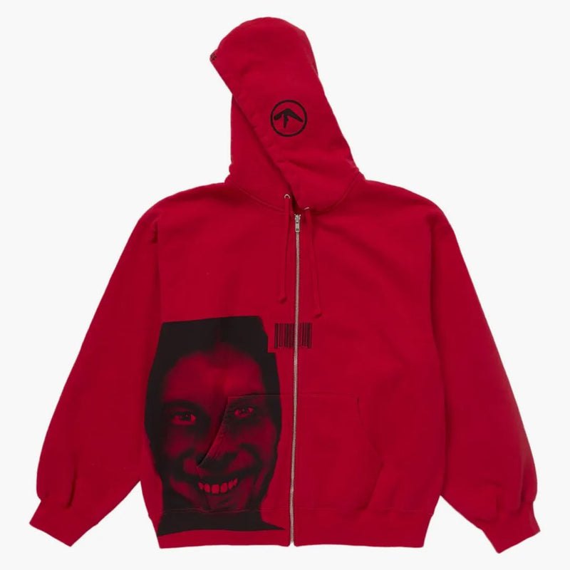Supreme Aphex Twin Zip Up Hooded Sweatshirt Red
