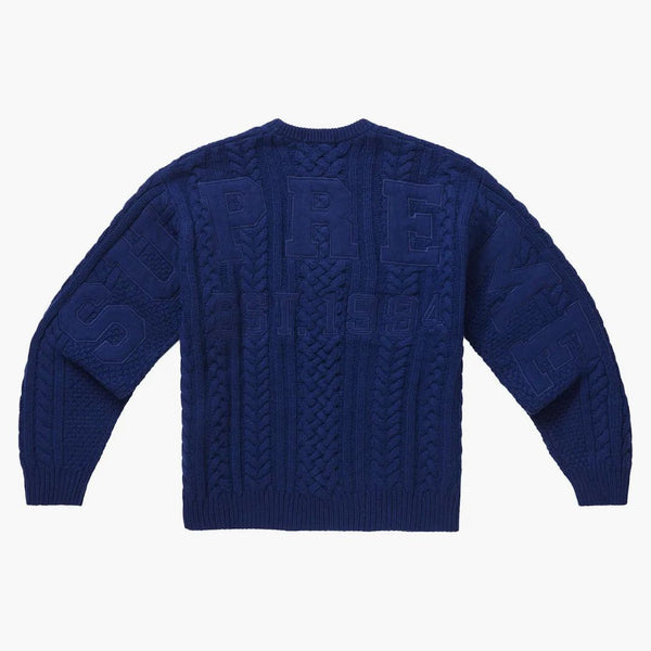 Supreme Appliqué Cable Stick Sweater Navy