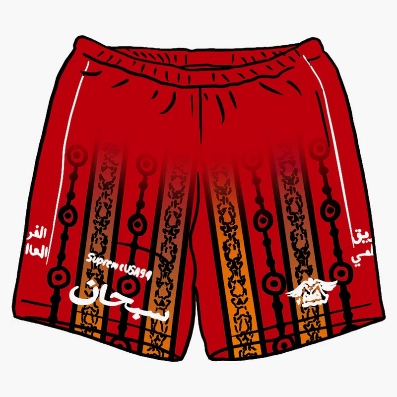 Supreme Arabic Logo Soccer Short Red