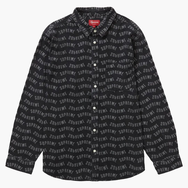 Högsta båge jacquard denim skjorta svart