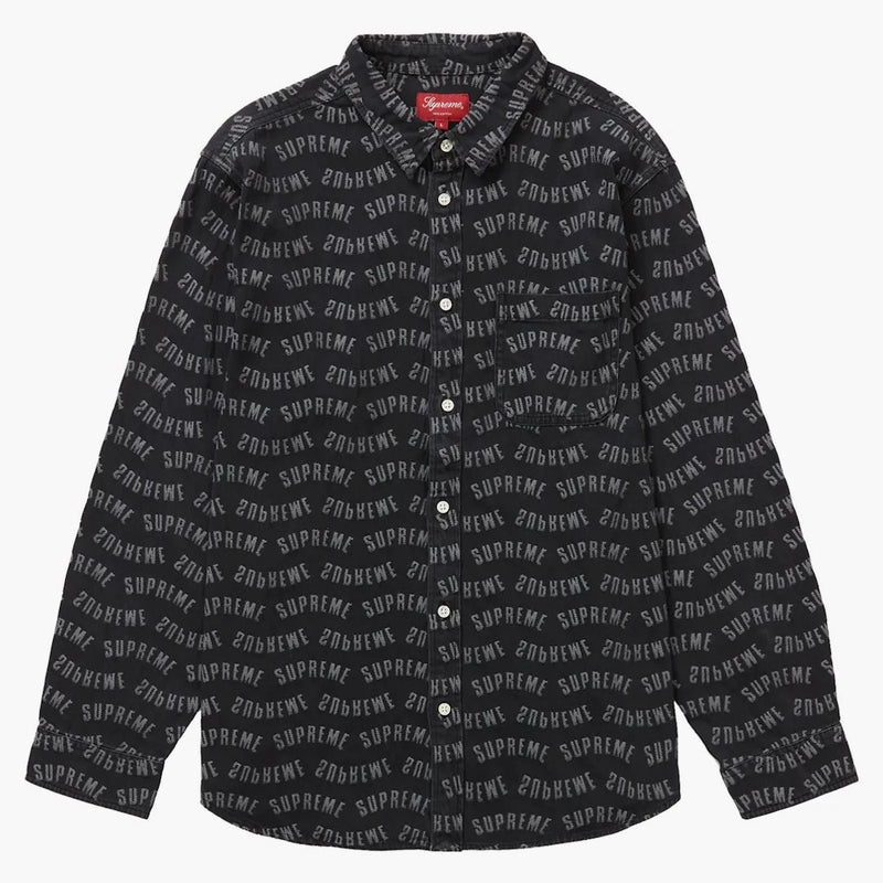 Högsta båge jacquard denim skjorta svart