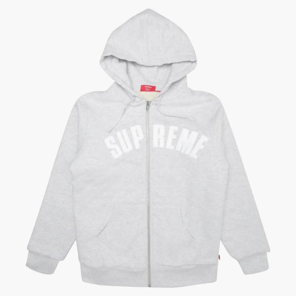 Supreme Arc Logo Thermal Zip Up Sweatshirt Ash Grey